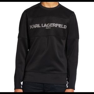 Karl Lagerfeld Paneled Graphic Logo Sweatshirt